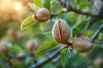 The Evolution of the Fruit: Almonds in Their Husk Drying on the Tree.