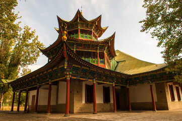 Fototapeta premium The Jarkent Mosque is the central mosque of Jarkent, Kazakhstan. The mosque was built in 1895 to the design of the Chinese architect Hon Piquet using the collected funds of immigrants. 