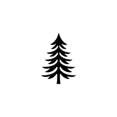 Obraz premium Elegant Black Fir Tree Silhouette: Nature, Winter, and Holiday Symbol. Perfect for logos, graphics, and seasonal designs.