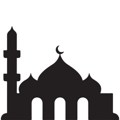 Mosque icon, silhouette, outline, vector, illustration, isolated on a white background