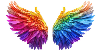 Fototapeta premium Colorful Wings, Feathers, Transparent Background, Cut Out