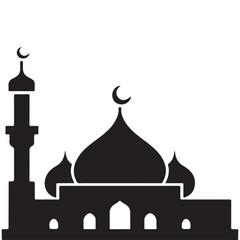 Mosque icon, silhouette, outline, vector, illustration, isolated on a white background