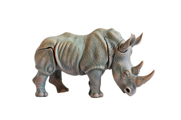 Obraz premium Rhino Toy Figurine Featuring Realistic Details on a Clean White Background