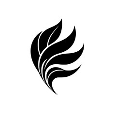 Elegant Black and White Floral Leaf Design: Minimalist Nature-Inspired Vector Graphic
