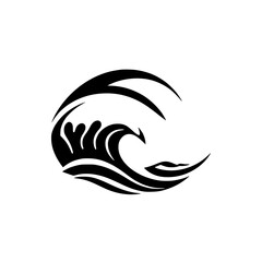 Abstract Ocean Wave: Black and White Vector Graphic, Nature Symbol, Sea Illustration