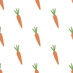 Spring seamless pattern with carrot. Flat style, vector print