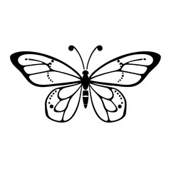 Elegant Black and White Butterfly Illustration: Nature-Inspired Graphic Design. Perfect for decoration and nature-themed projects.