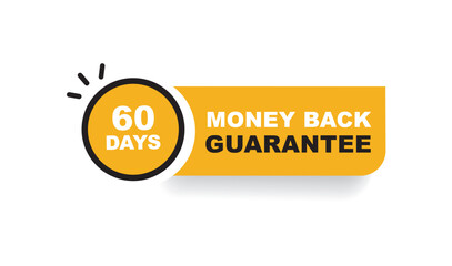 60 Days Money Back Guarantee Sign, Stamp, Seal, Vector, Badge, Sticker, Label.