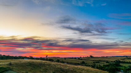 Sunset and high cloud over the countryside