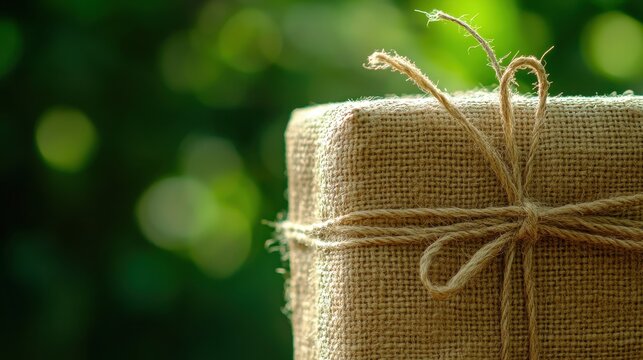 Rustic Package with Twine on Nature Background