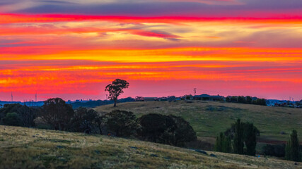Sunset and high cloud over the countryside