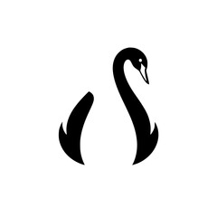 Elegant Black Swan Silhouette: Graceful Bird Logo Design. Perfect for nature, wildlife, and minimalist branding projects.  A symbol of beauty and elegance.