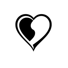 Yin and Yang Heart: A Symbol of Balance and Unity.  A captivating abstract heart design representing duality, harmony, and interconnectedness.