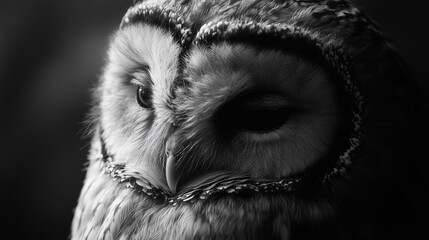 A breathtaking extreme close-up of an owl, emphasizing its textured feathers, sharp amber eyes, and curved beak