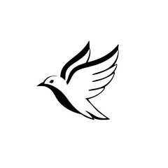 Elegant Black and White Bird in Flight: A Symbol of Peace and Freedom. Simple, Minimalist Bird Design, Perfect for Nature Lovers and Peace Activists