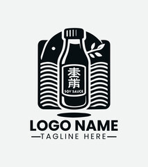 Modern Soy Sauce Bottle Logo Design, Asian Food Logo with Soy Sauce Bottle, Culinary Brand Logo