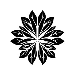 Black and White Floral Mandala: Botanical Leaf Pattern Design. Perfect for nature-inspired projects, creating elegant backgrounds, or adding a touch of botanical beauty to your designs.