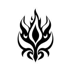 Tribal Flame Tattoo Design: Fiery Black and White Vector Graphic