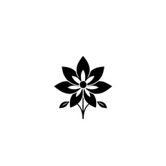 Black and White Minimalist Flower Illustration: Elegant Floral Design, Simple Botanical Graphic