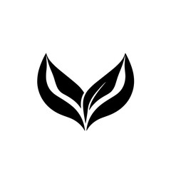 Elegant Black and White Leaf Design: Minimalist Botanical Illustration, Nature Symbol, Simple Plant Logo