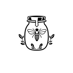 Honey Jar with Bee: A Sweet and Delicious Nature Illustration