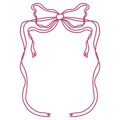 Bows Frame in Vintage color. Hand drawn Ribbons border for greeting cards, wedding and birthday party, social media, template, invitations. Retro line doodle textbox Valentines Day