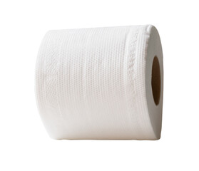 One roll of white tissue paper or toilet paper isolated with clipping path in png file format
