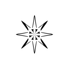 Obraz premium Abstract Geometric Star Mandala: Elegant Black and White Design. Perfect for branding, logos, and digital art projects. Simple, modern, and stylish vector graphic.