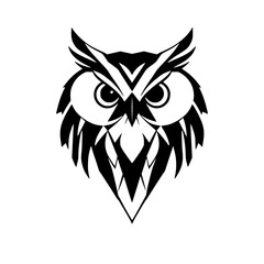Geometric Owl: Black and White Bird Vector Graphic, Abstract Animal Design, Nature Wildlife Illustration, Monochrome Symbol, Perfect for Logo or Icon