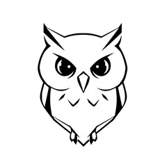 Majestic Owl: A Striking Black and White Vector Illustration