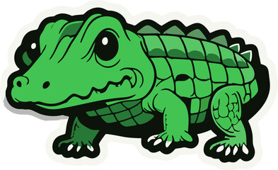 Cartoon Alligator – Cute Green Crocodile Sticker