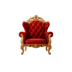 Red luxury throne chair isolated on a transparent background