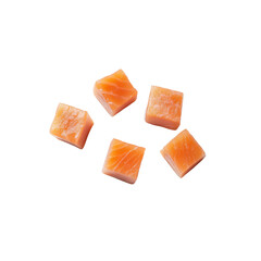 Still life with pieces of salmon isolated on a transparent background