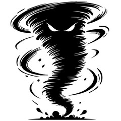 Silhouette of angry tornado
