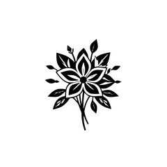 Black and White Floral Bouquet: Elegant Botanical Illustration, Simple Nature Design, Monochrome Flower Graphic