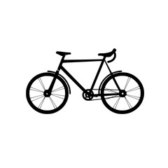 Sleek Black Bicycle Silhouette: A Minimalist Vector Graphic. Perfect for cycling enthusiasts, blogs, and design projects. This simple yet elegant image captures the essence of cycling.