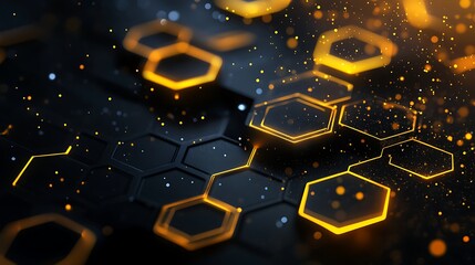 3D hexagons pattern shape on a dark grey background