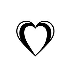 Elegant Black Heart Symbol: Minimalist Love Icon, Vector Graphic Design, Valentines, Romance, Abstract Shape, Stylish Line Art, Simple Illustration