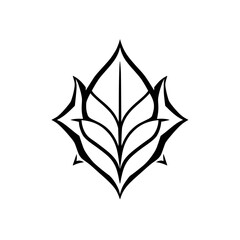 Elegant Black and White Leaf Design: Minimalist Floral Pattern, Nature-Inspired Graphic, Simple Vector Art, Perfect for Logo or Icon