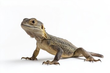 Naklejka premium A young lizard against a white background.
