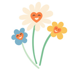 heart shape flowers in doodle style in vector. Element for poster sticker design logo decoration