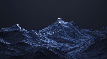 Abstract Dark Blue Ocean Wave Mountainscape
