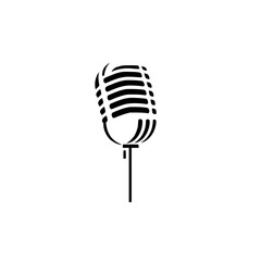 Fototapeta premium Vintage Microphone Icon: Retro Music Recording Studio Symbol. Perfect for podcast, radio, broadcasting, and singing themes.