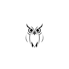 Stylized Owl: Minimalist Black and White Bird Vector Graphic