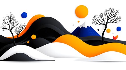 Abstract Landscape with Bold Colors and Geometric Shapes