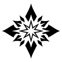 Geometric Star Mandala: Black and White Abstract Pattern Design. Perfect for branding, tattoos, and digital art projects. Simple, elegant, and modern style.