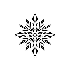 Obraz premium Ornate Mandala Snowflake Design: Black and White Vector Graphic