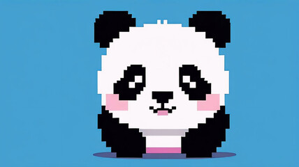 Fototapeta premium Cute panda pixel style, cute bear, funny animal