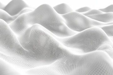 Textured fabric creates flowing waves in soft white tones under gentle light at midday