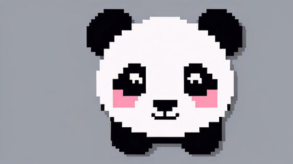 Fototapeta premium Cute panda pixel style, cute bear, funny animal